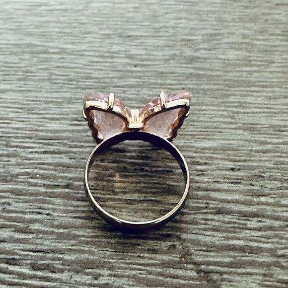 Claire’s Pink Jewel Rose Gold Butterfly Ring - Picture 3 of 6